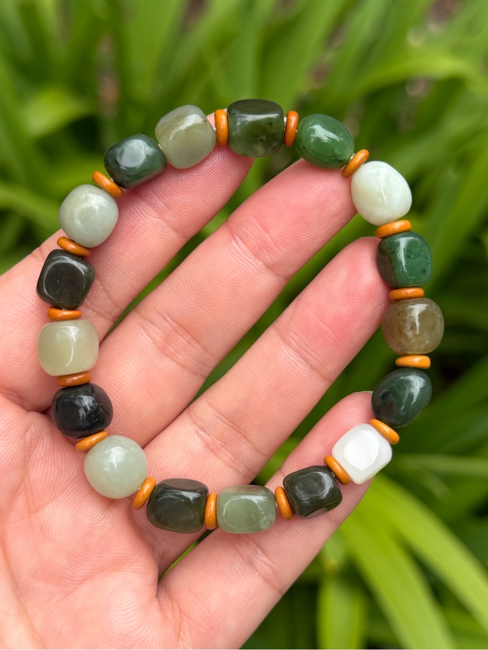 8.5mm‎ strechable multicolor jade bracelet 1771